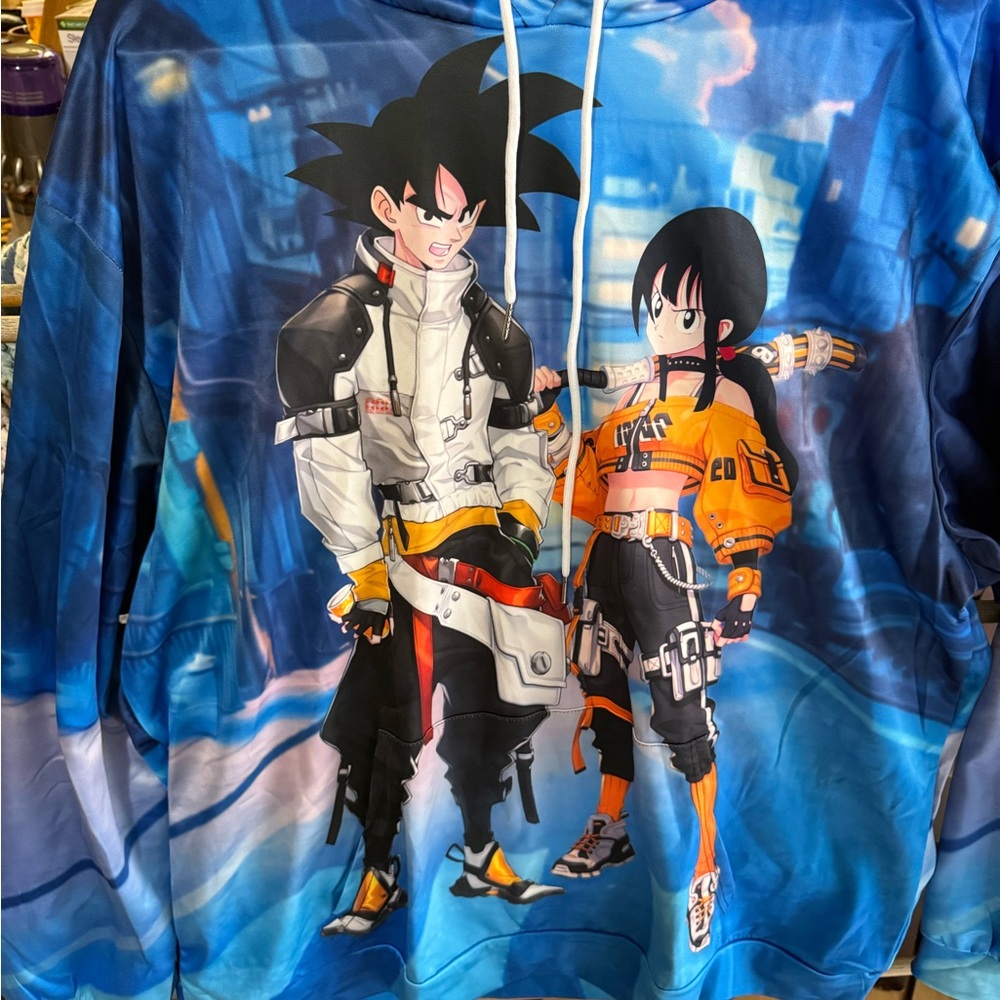 Adult Graphic Hoodie - Blue and Orange